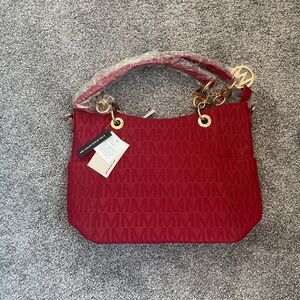 Michael Kors Purse: Red Logo Embossed Tote Bag – Gold Hardware – NWT